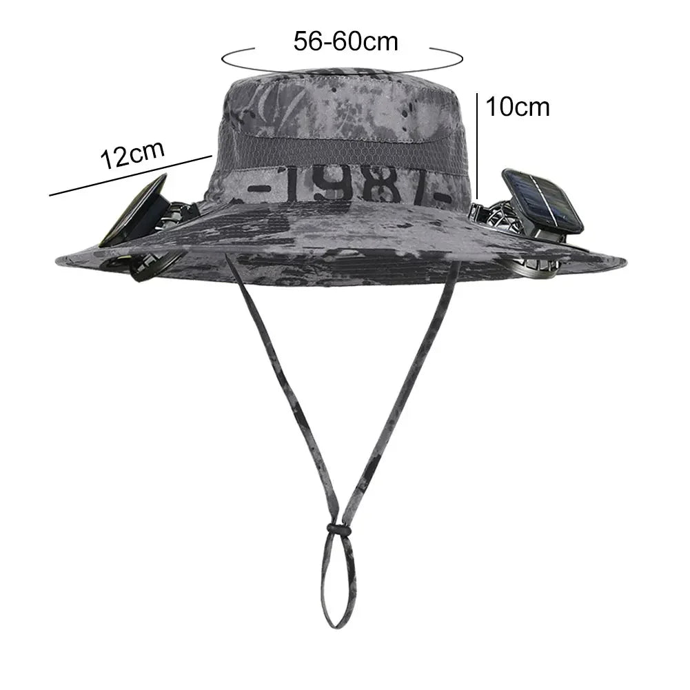 Solar Powered UV Protection Hat – Fan Cooling Wide Brim Cap - Evallys.com