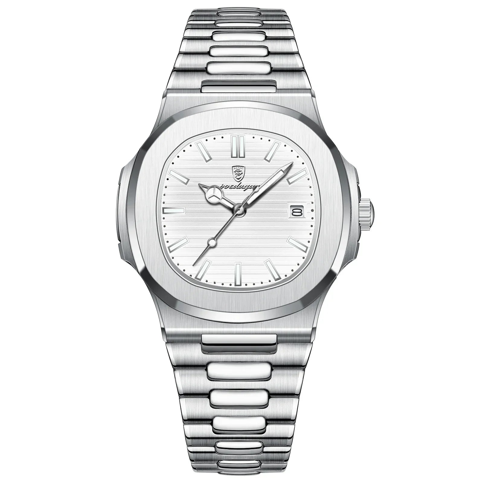 POEDAGAR Luxury Casual Watch Top Brand Fashion Square Dial Stainless Steel Calendar Luminous Waterproof Men Watch Male Clock+Box - Evallys.com