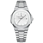 POEDAGAR Luxury Casual Watch Top Brand Fashion Square Dial Stainless Steel Calendar Luminous Waterproof Men Watch Male Clock+Box - Evallys.com