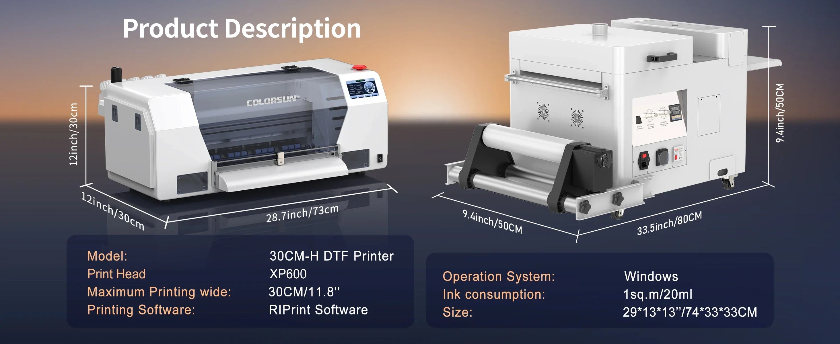 Colorsun DTF Printer Impressora A4/A3 Direct to Film T-Shirt Printing Machine Digital Inkjet DTF Printers For T-Shirt Hoodies - Evallys.com