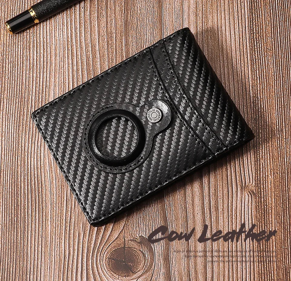 RFID Cowhide Leather Small Wallets AirTag high quality Man's Card Holders Short Wallets Money Clips Women - Evallys.com