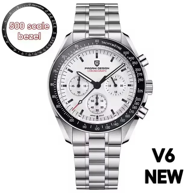 PAGANI DESIGN V4 New Quartz Men's Automatic Date Speed Chronograph Sapphire Mirror Sport Waterproof Watch All Steel VK63 Watches - Evallys.com