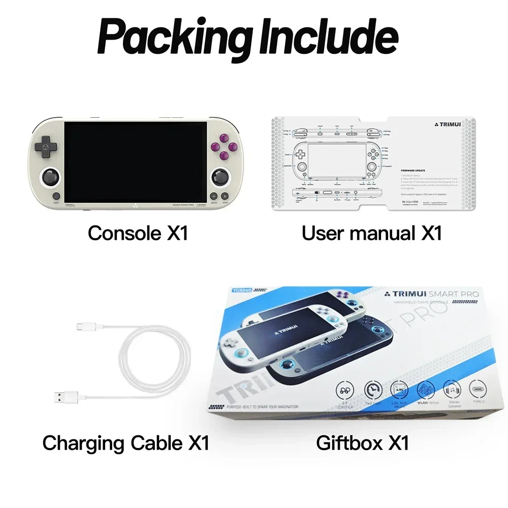 Trimui Smart Pro Handheld Game Console 4.96''IPS Screen Linux System Joystick RGB Lighting Smartpro Retro Video Game Player Gift - Evallys.com