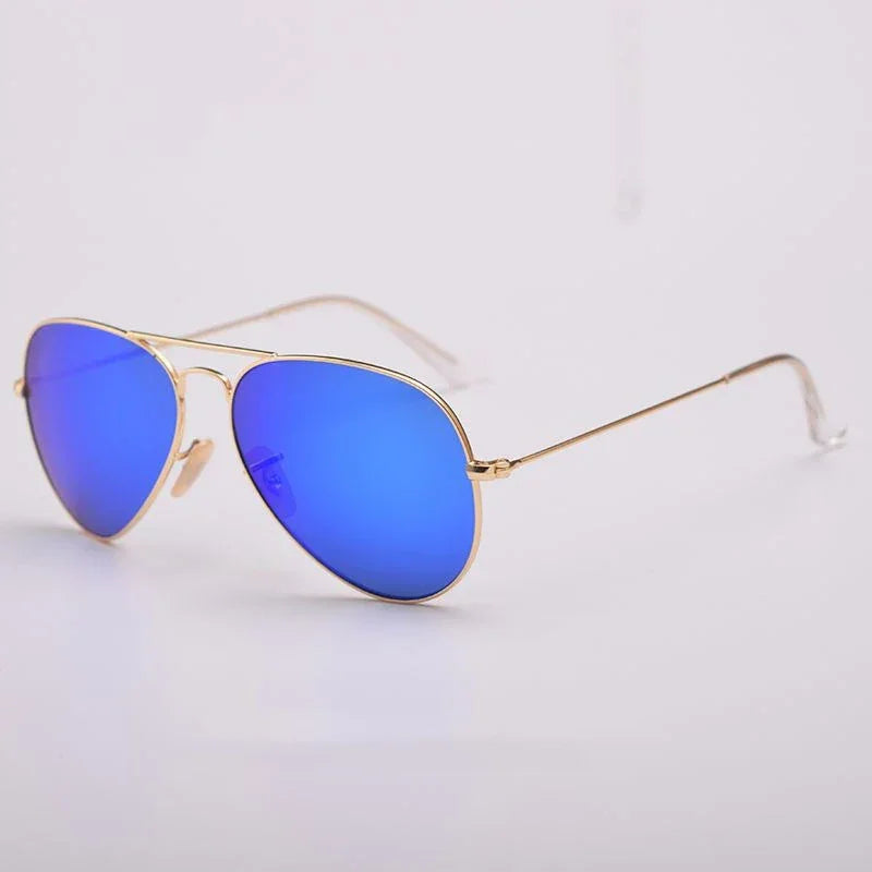 Top Quality Real Glass Lenses Men Women Sunglasses Brand Fashion Pilot Metal Frame Classic Style Outdoor UV400 Sun Glasses - Evallys.com