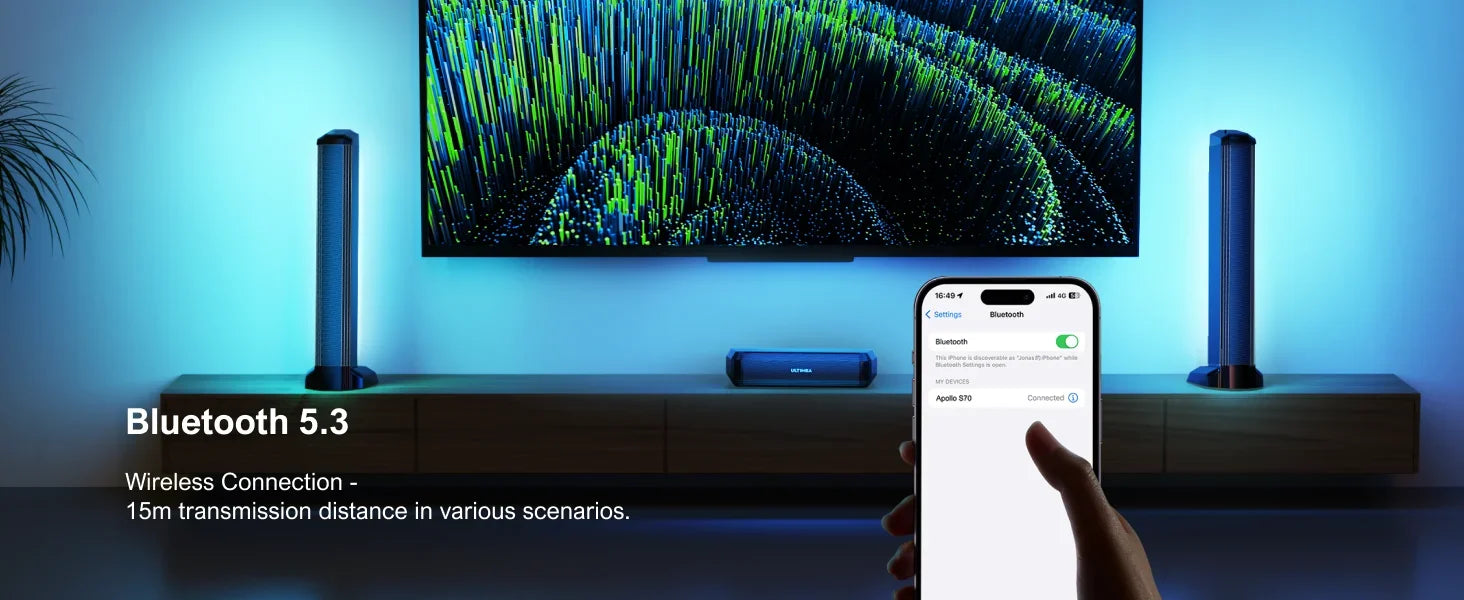 ULTIMEA 180W 5.0 Sound Bar for tv, PC SoundBar with RGB for Home Theater, Detachable Soundbar with App Control, HDMI-ARC/Opt/AUX - Evallys.com
