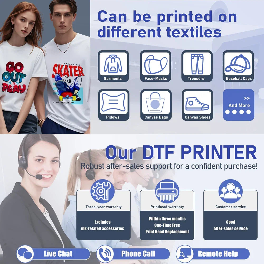 Colorsun DTF Printer Impressora A4/A3 Direct to Film T-Shirt Printing Machine Digital Inkjet DTF Printers For T-Shirt Hoodies - Evallys.com