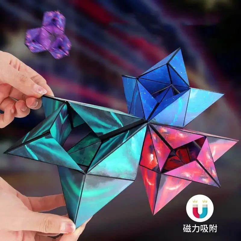 Variety Geometric Changeable Magnetic Magic Cube Anti Stress 3D Hand Flip Puzzle Cube Kids Stress Reliever Fidget Toy - Evallys.com