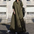 Vintage Cotton Linen Shirt Dress Women’s Autumn Long Maxi Robe - Evallys.com