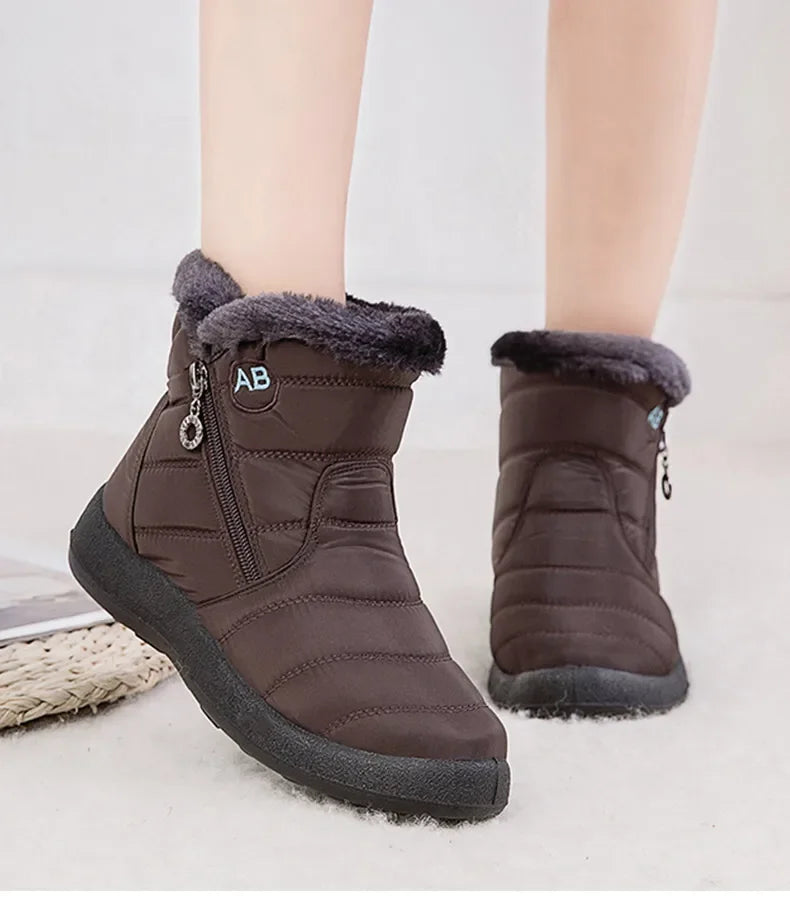 Women's Boots Women's Ankle Boots With Fur Winter Shoes Women Low Heels Winter Boots Snow Waterproof Botas Mujer Winter Footwear - Evallys.com