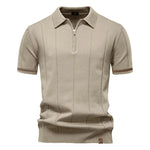 AIOPESON Men's Solid Color Sport Zipper Polo Shirt Athletic Social Polo Shirts for Men Office Slim Fit Polo - Evallys.com