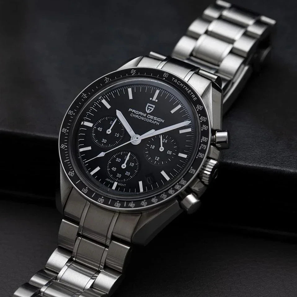 PAGANI DESIGN V4 New Quartz Men's Automatic Date Speed Chronograph Sapphire Mirror Sport Waterproof Watch All Steel VK63 Watches - Evallys.com