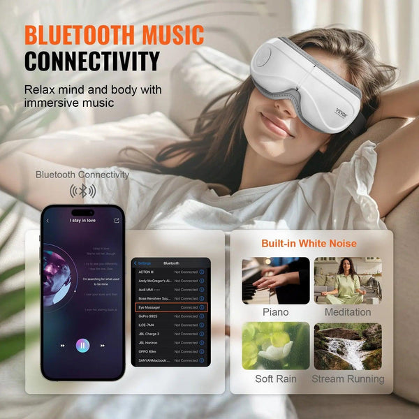 & Remote Eye Massager with Heat Eye Care Device 5 Modes Bluetooth Music - Evallys.com # #