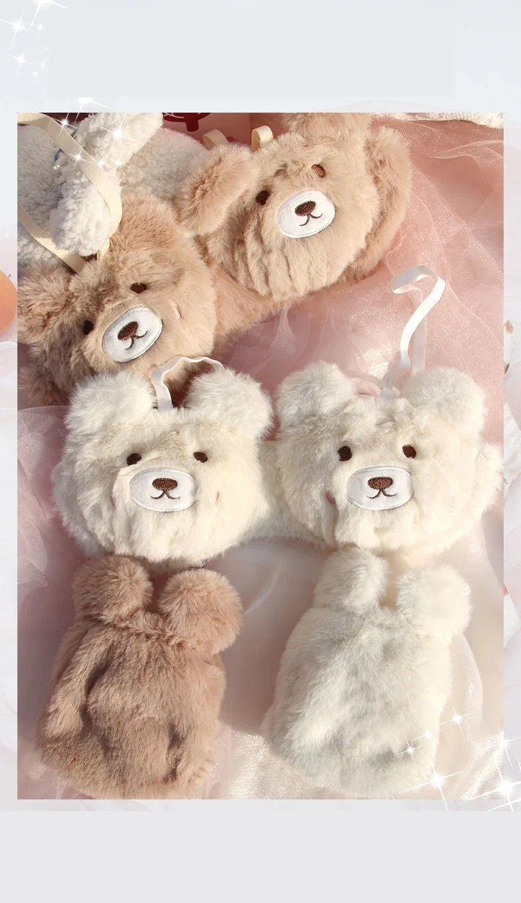 Japanese Girls Winter Soft Ropa Interior Cute Lingerie for Women Cartoon Bear Students Plush Sexy Bras Wireless Thin Bra Set - Evallys.com