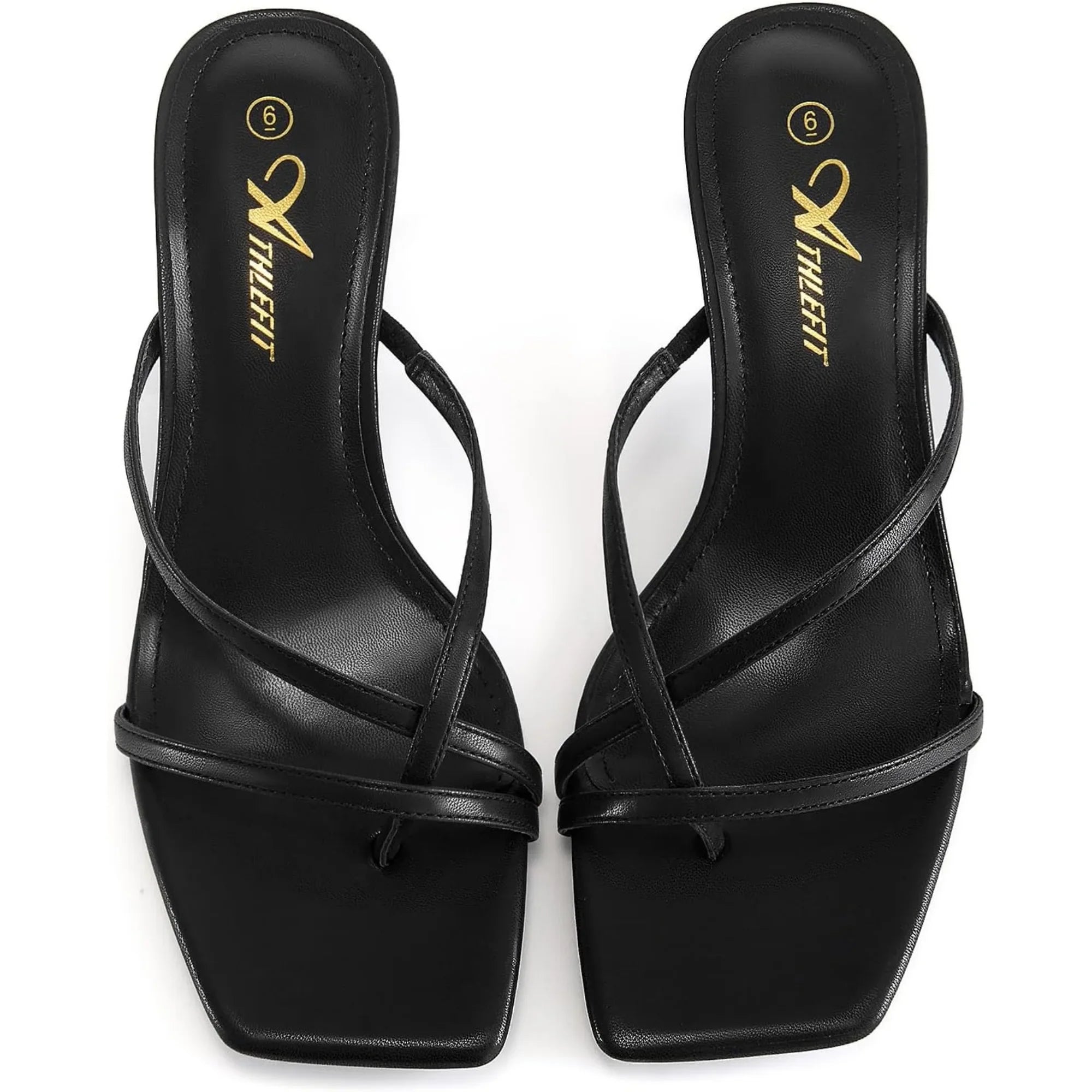 Women's Strappy Kitten Heels Flip Flops Square Open Toe Low Heels Fashion Party Dress Thong Heeled Sandals - Evallys.com