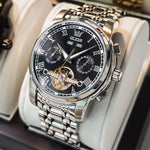 OLEVS Men's Watches Automatic Mechanical Business Wristwatch Waterproof Stainless Steel Strap Watch for Man Skeleton Calendar - Evallys.com
