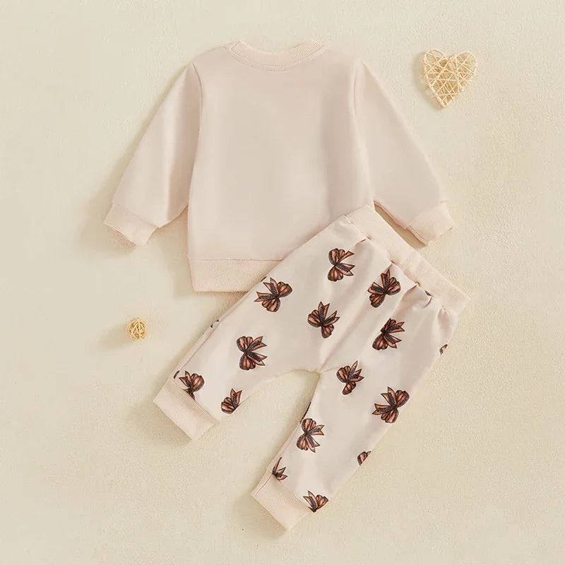Adorable Toddler Girls Winter Outfits Floral Print Hoodie and Leggings Set Baby Warm 2 Piece Clothing Ensemble - Evallys.com