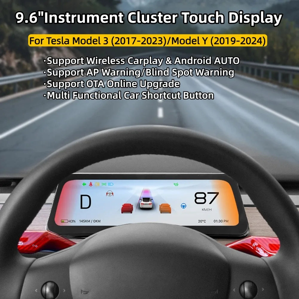 Onlysay Hud Head-Up Display Korean Support Wireless CarPlay OTA Update 9.6 Inch Instrument Display For Tesla Model 3 Y