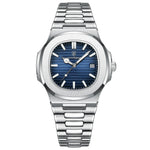 POEDAGAR Luxury Casual Watch Top Brand Fashion Square Dial Stainless Steel Calendar Luminous Waterproof Men Watch Male Clock+Box - Evallys.com