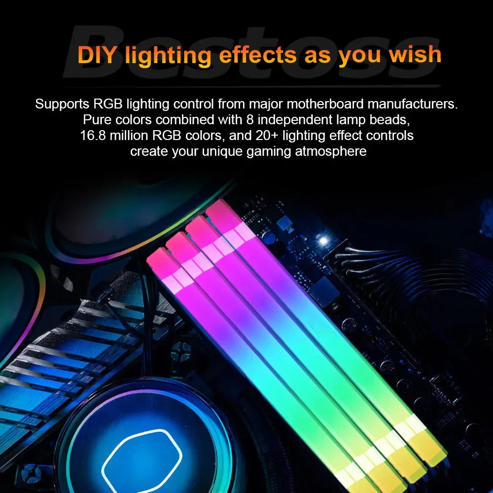 Bestoss Memoria RAM DDR4 RGB 8GB 16B 32GB 3200MHz DIMM RAM Desktop Memory Gaming High Performance - Evallys.com