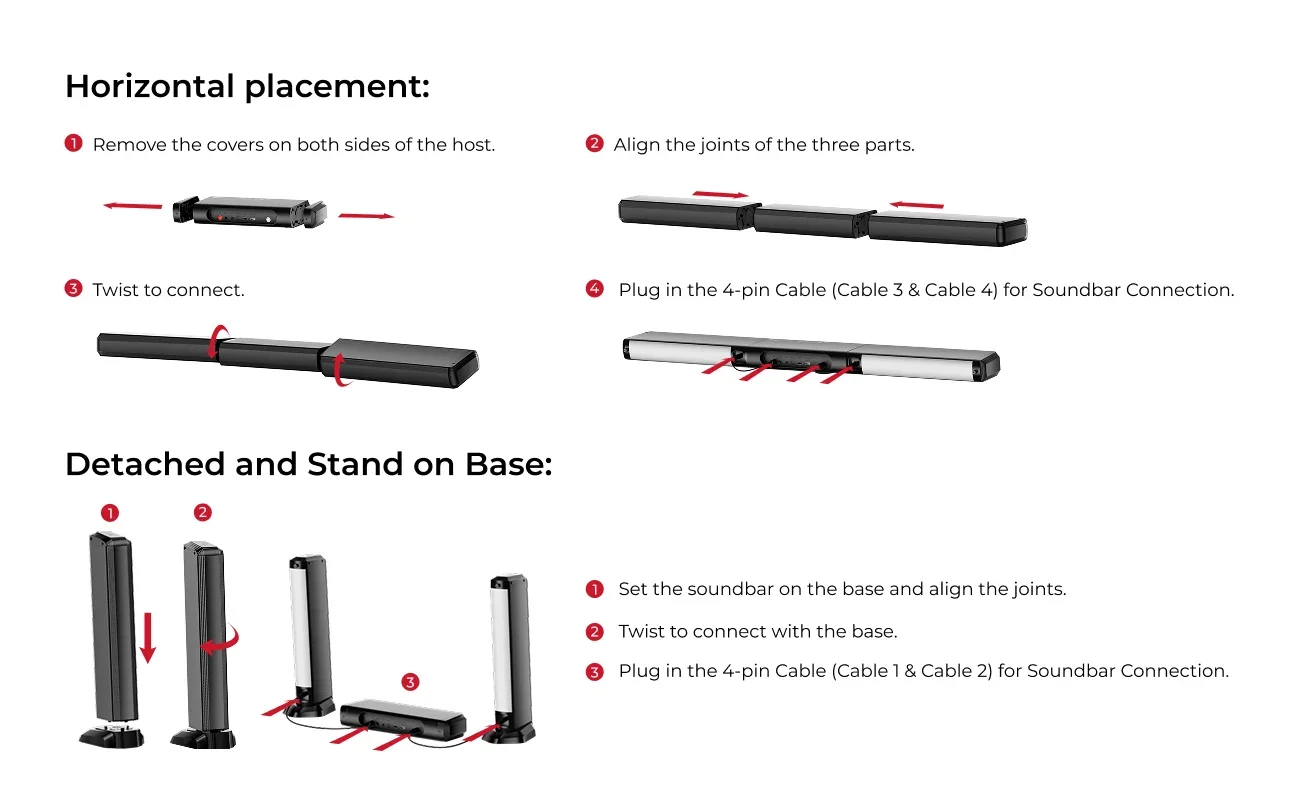 ULTIMEA 7.1 Surround Sound Bar with 2 Surround Speakers & 6.5