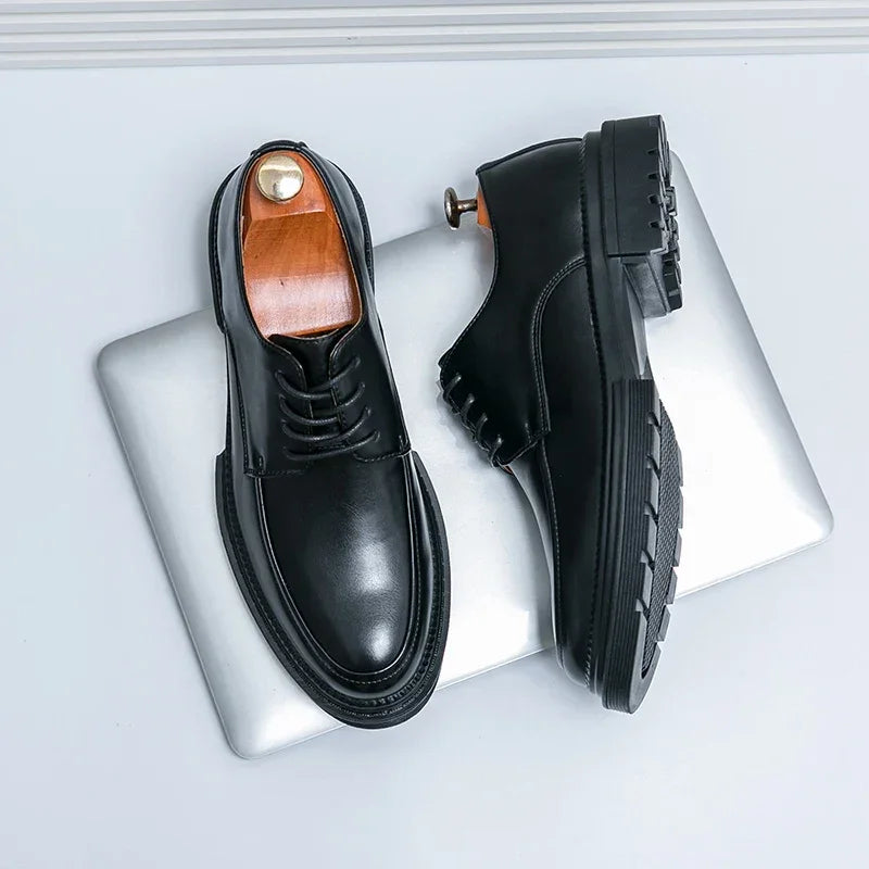 Mens Oxford White Leather Shoes Whole Luxury Formal Business Wedding Dress Shoes for men Thick bottom Casual Original Moccasins - Evallys.com
