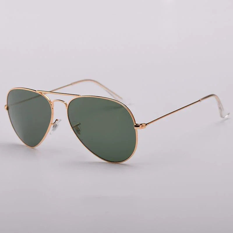 Top Quality Real Glass Lenses Men Women Sunglasses Brand Fashion Pilot Metal Frame Classic Style Outdoor UV400 Sun Glasses - Evallys.com
