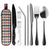 10Pc Travel Cutlery Set with Storage Bag Stainless Steel Travel Utensils Set Portable Camping Silverware Set Travel Flatware Set