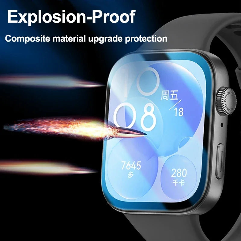 Soft Glass For Huawei Watch Fit 3 Cover Smartwatch 9D full Film Anti-Scratch tempered Screen Protector huawei watch fit2 Curved - Evallys.com