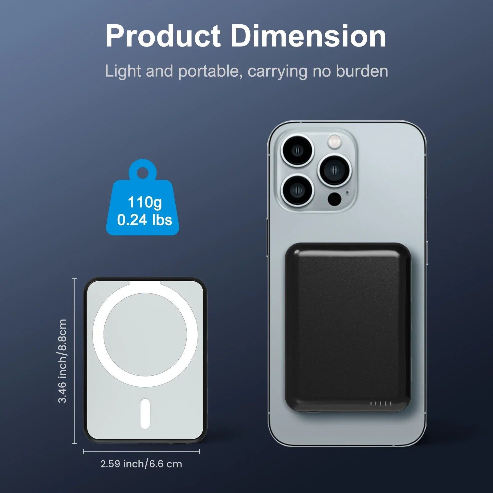 Magnetic Power Bank Portable 5000mAh Wireless Charger 20W With USB-C Cable For IPhone 16/15/14/13/12 Pro/Pro Max/Plus/Mini - Evallys.com