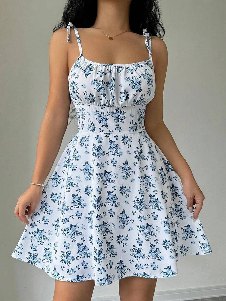 Women’s Summer Floral Spaghetti Strap Mini Dress – Beach Sundress 2025 - Evallys.com