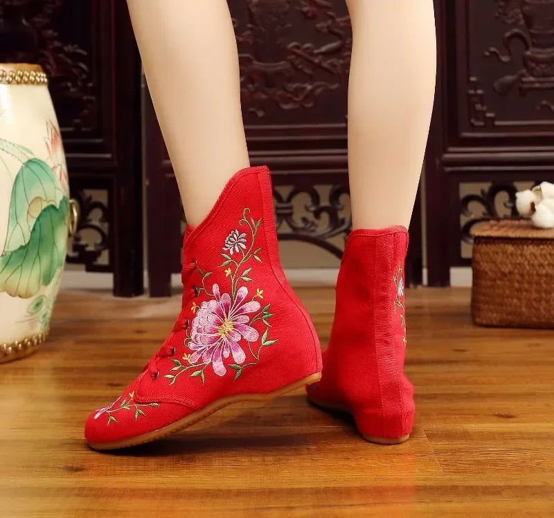 Women’s Ethnic Embroidery Shoes – Vintage Hanfu Canvas Sneakers - Evallys.com