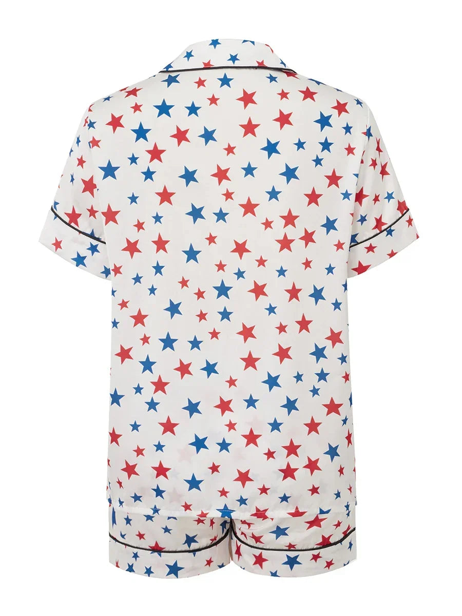 Women’s 4th of July Pajama Set – Stars & Stripes Summer Loungewear - Evallys.com