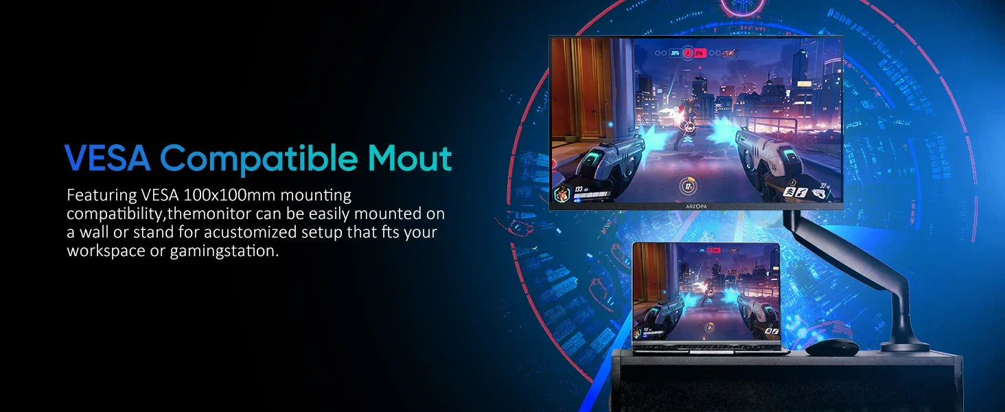 New ARZOPA 27inch 180Hz 2K FastIPS QHD PC Monitor 1ms FreeSync Gaming monitor,M1RC - Evallys.com