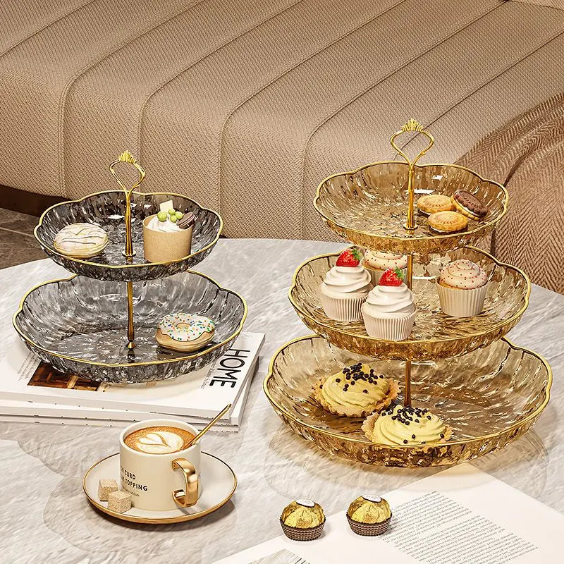 2/3 Tier Fruit Plate Stand Coffee Table Snack Tray Dried Fruit Dessert Plate Bar Counter Display Holder