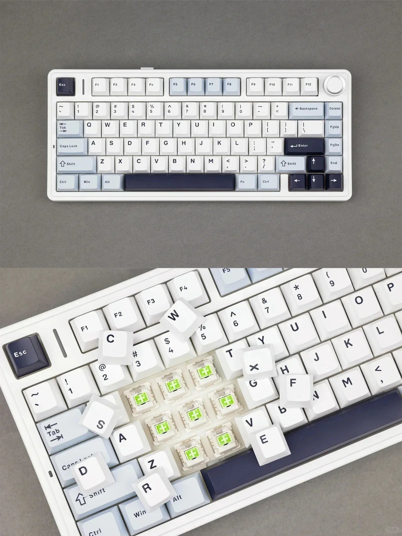 AULA F75 2.4G Wireless/Bluetooth/Wired Gaming Mechanical Keyboard RGB Customized 75% Layout Cherry Profile Gasket Structure - Evallys.com