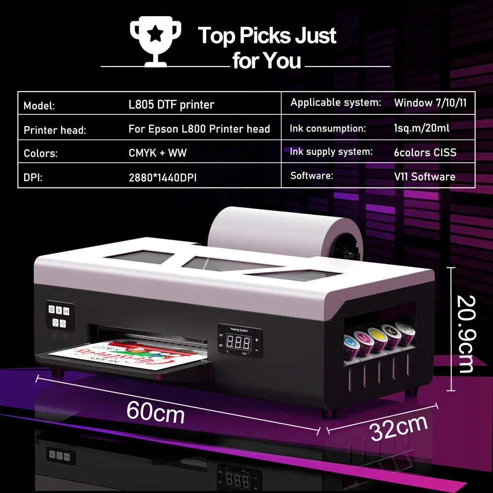 A3 UV DTF Printer/A3 XP600 DTF Printer/A4 L805 DTF Printer Printing Machine For T-shirt For Metal Wooden Direct Transfer Printer - Evallys.com