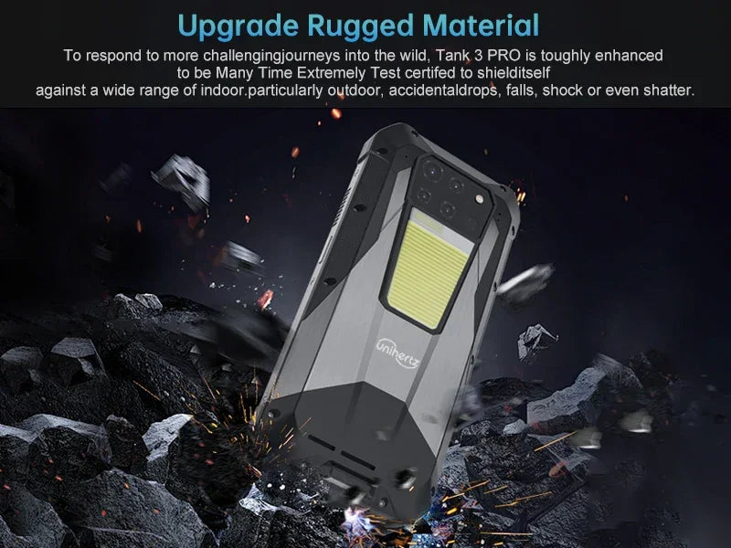 Unihertz Tank 3 Pro 8849 Projector Smartphone Android 14 5G Phone, 32GB 512GB, 200MP Camera, Dimensity 8200, IP68, Bluetooth 5.3 - Evallys.com