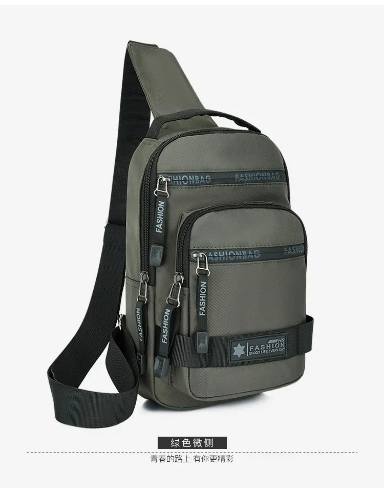Men’s Chest Bag – Large Capacity Nylon Crossbody Travel Shoulder Bag - Evallys.com