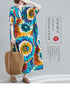 Boho Floral Maxi Dress – Cotton Linen V-Neck Summer Beach Wear - Evallys.com