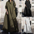 Vintage Cotton Linen Shirt Dress Women’s Autumn Long Maxi Robe - Evallys.com