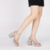 GIGIFOX Shiny Crystals Women Sandals Platform Chunky High Heel Ankle Strap Buckle Strap Shoes Sexy Elegant Dress Party Sandals - Evallys.com