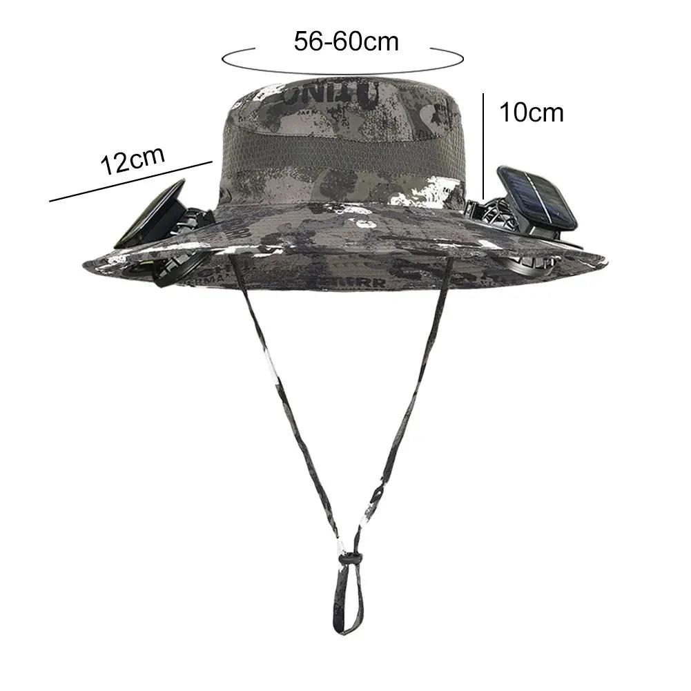 Solar Powered UV Protection Hat – Fan Cooling Wide Brim Cap - Evallys.com