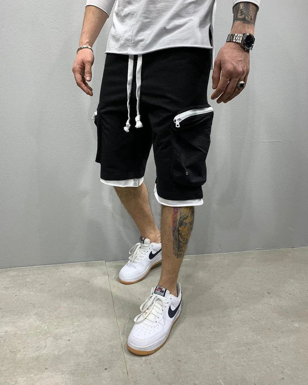 Mens Summer Cargo Shorts Cotton Workout Fitness Shorts Breathable Jogger Training Gyms Bodybuilding Multi Pocket Yellow Shorts - Evallys.com