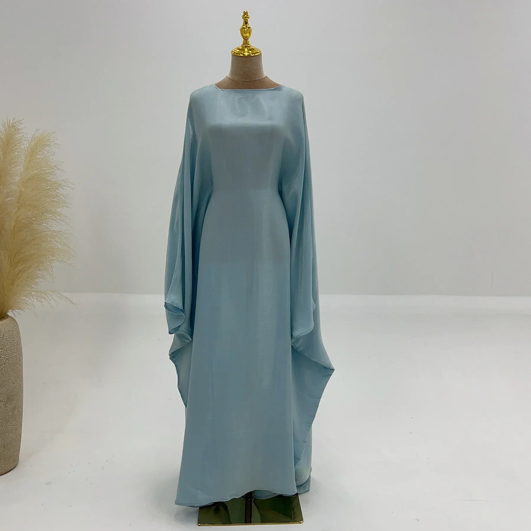 Eid Ramadan Batwing Butterfly Satin Abaya Dubai Luxury Muslim Kaftan Maxi Dress Women Kebaya Robe Caftan Marocain Femme Vestidos - Evallys.com