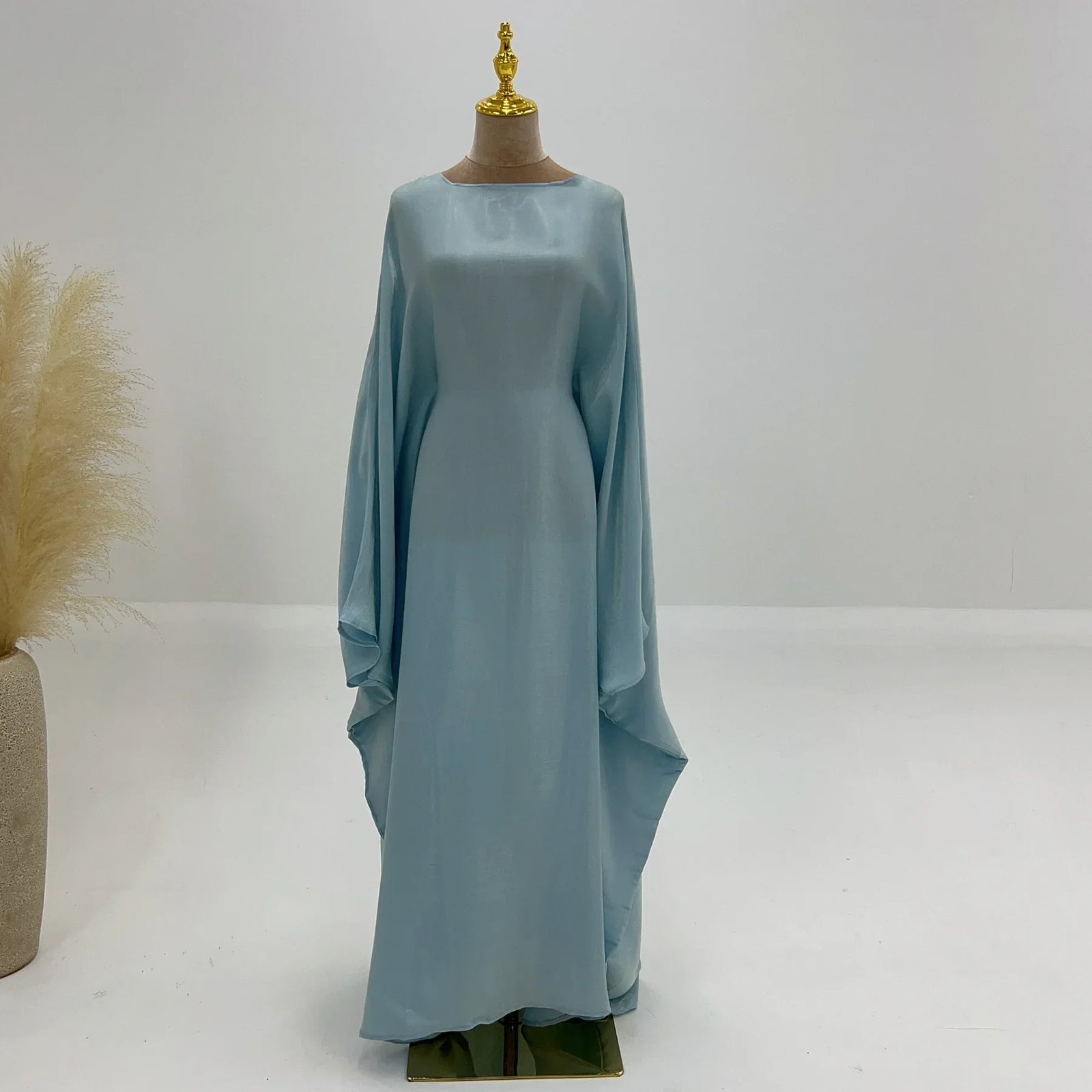Eid Ramadan Batwing Butterfly Satin Abaya Dubai Luxury Muslim Kaftan Maxi Dress Women Kebaya Robe Caftan Marocain Femme Vestidos - Evallys.com