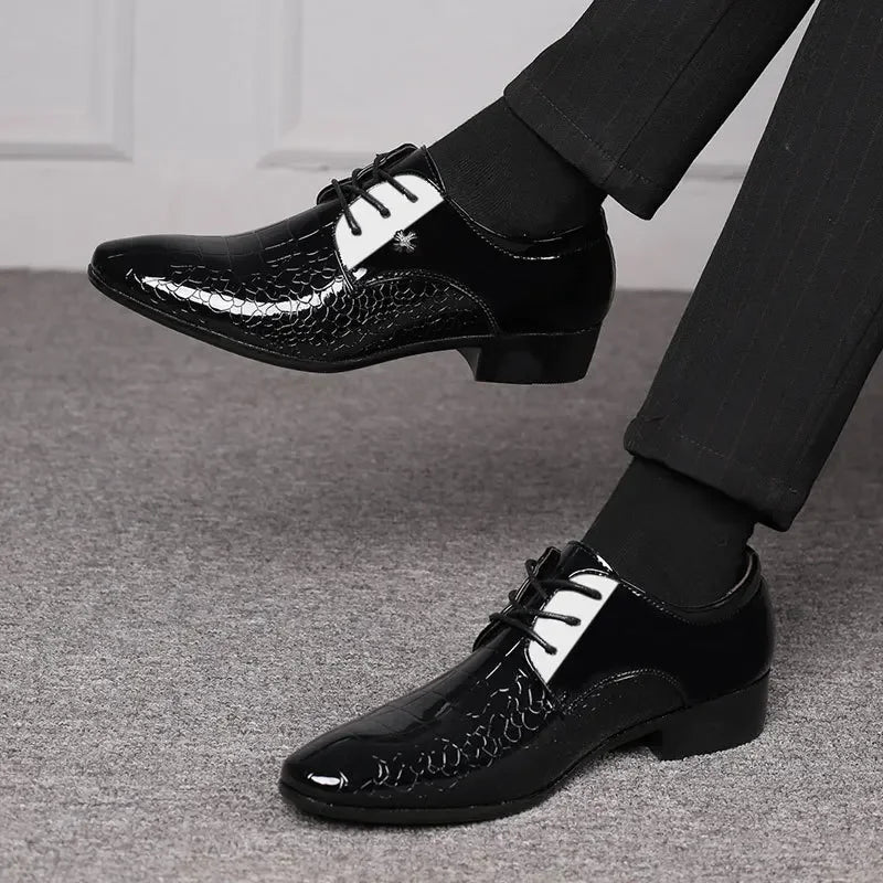 Luxury Men’s Patent Leather Business Shoes – Formal Wedding Oxfords - Evallys.com