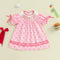 Toddler Girl Birthday Dress with Puff Sleeves and Embroidered Letters Smocked Summer Party Dress for Baby Girls - Evallys.com