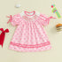 Toddler Girl Birthday Dress with Puff Sleeves and Embroidered Letters Smocked Summer Party Dress for Baby Girls - Evallys.com