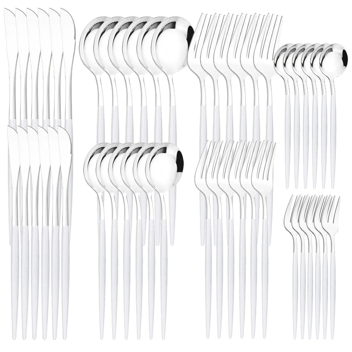 48pcs Black Gold Cutlery Set Knife Fork Coffee Spoon Dinnerware Stainless Steel Tableware Flatware Western Kitchen Silverware