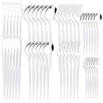 48pcs Black Gold Cutlery Set Knife Fork Coffee Spoon Dinnerware Stainless Steel Tableware Flatware Western Kitchen Silverware